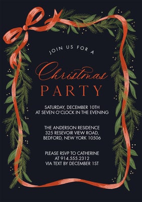 Christmas Invite Ribbon Photo Card, 5x7