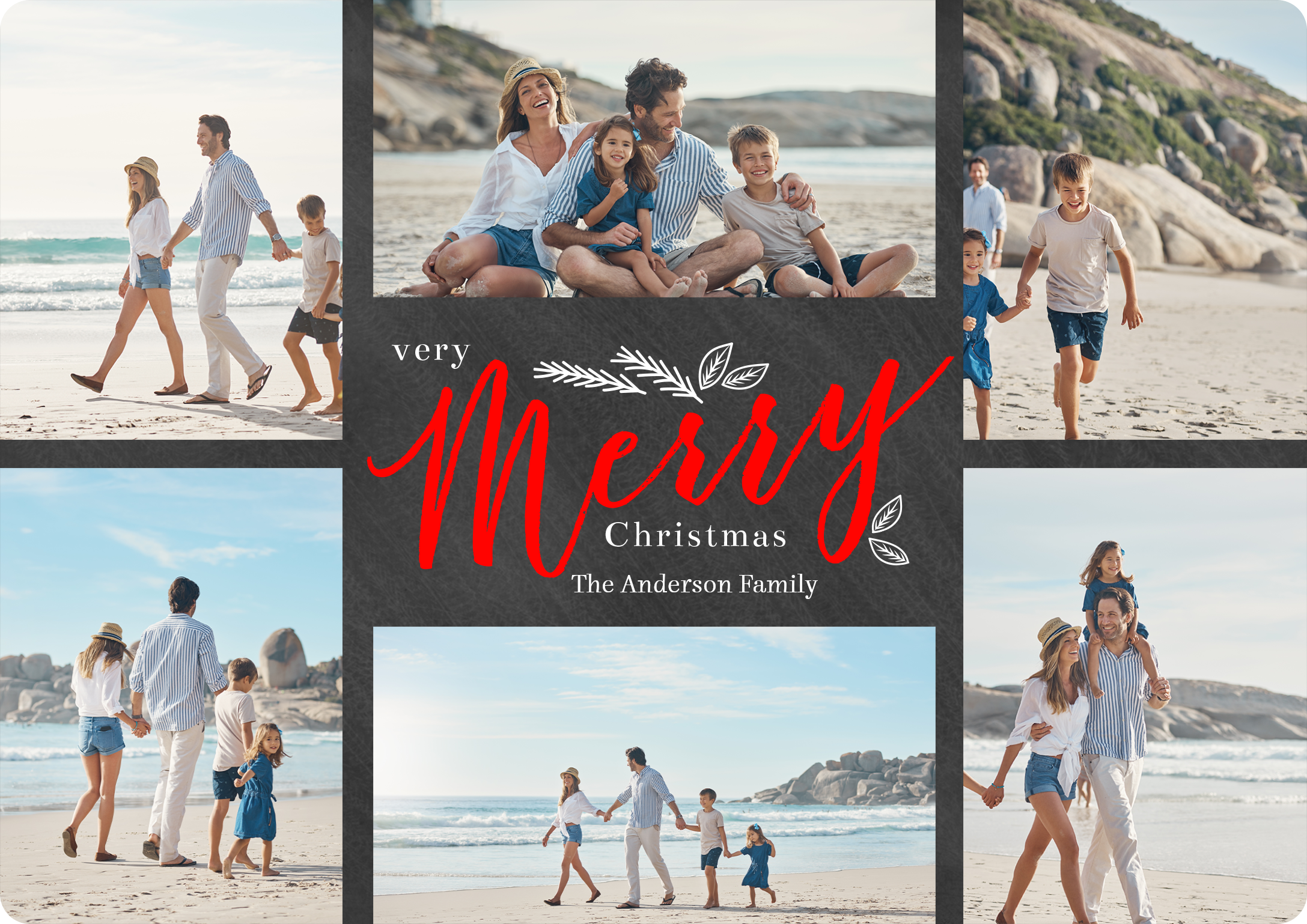 Merriest Of Times Collage Premium Double Sided Photo Card in Black, 5x7, Horizontal