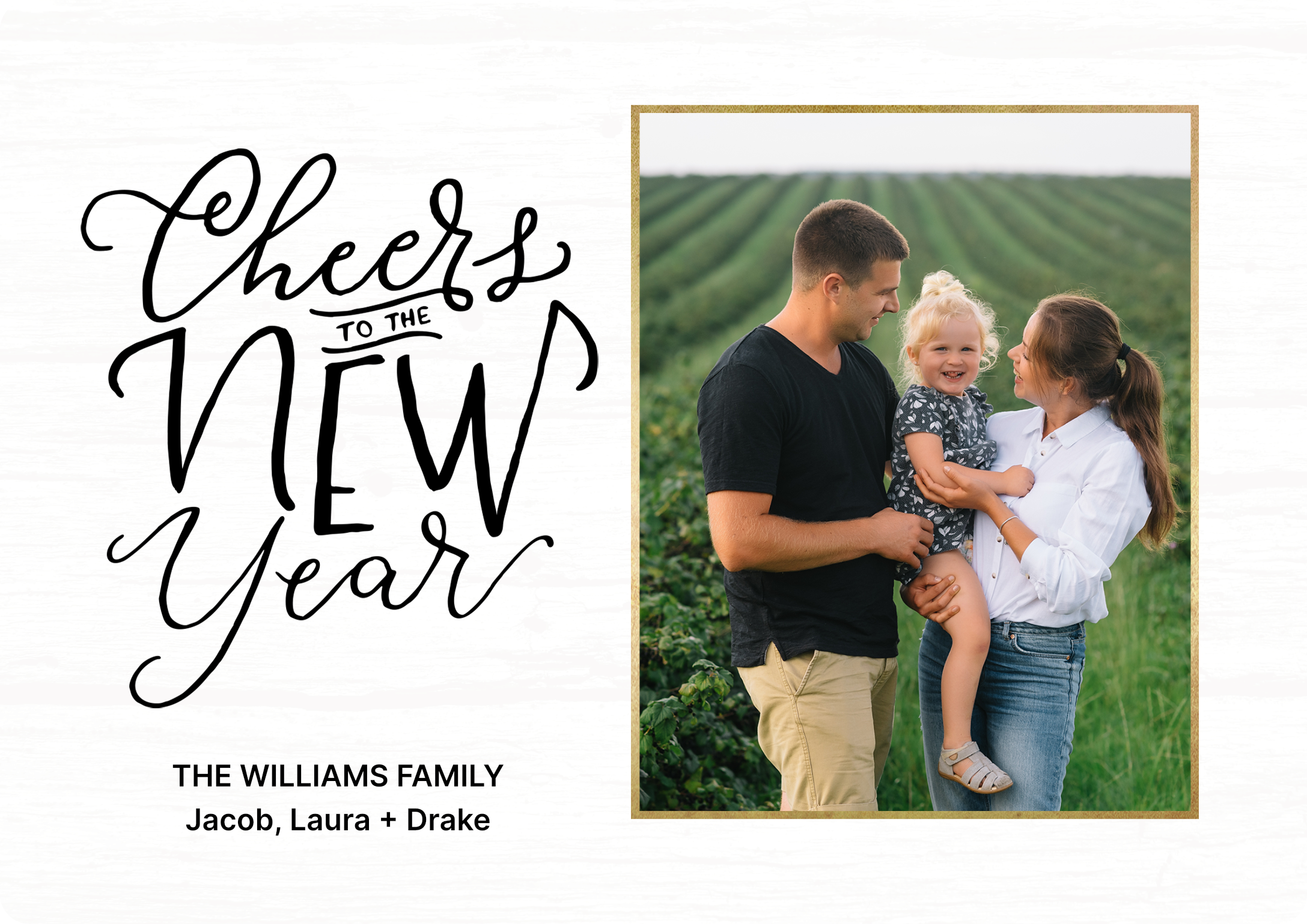 New Year Cheer Collage Premium Double Sided Photo Card in White, 5x7, Horizontal