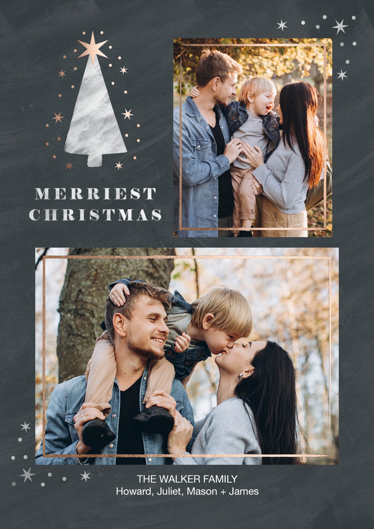 Glowing Tree Collage Premium Double Sided Photo Card in Black, 5x7, Vertical