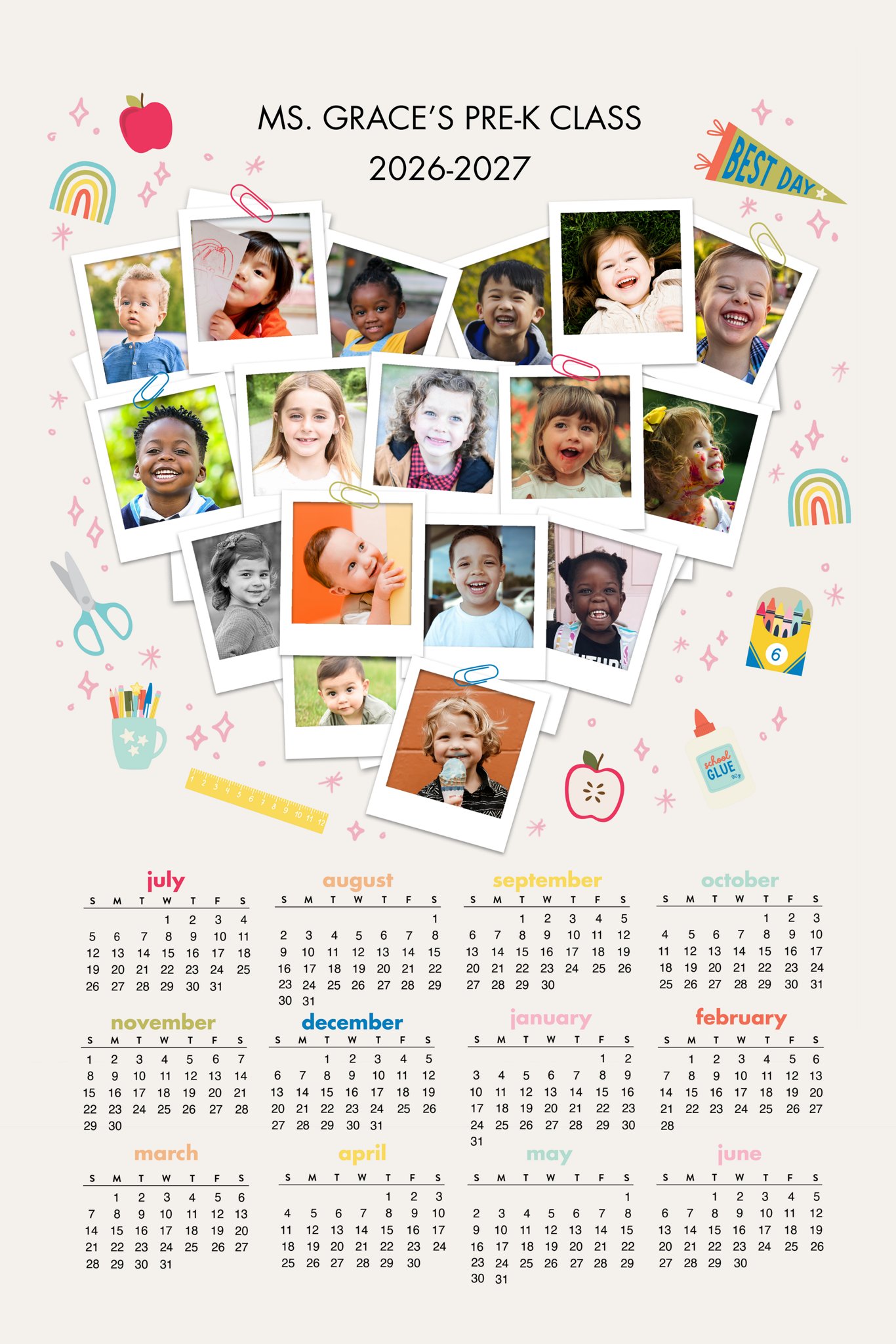 Portrait 2026 -7 Heart Snaps Poster Print in White, 20x30, Portrait