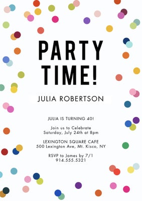 Birthday Party Scattered Dots Photo Card, 5x7