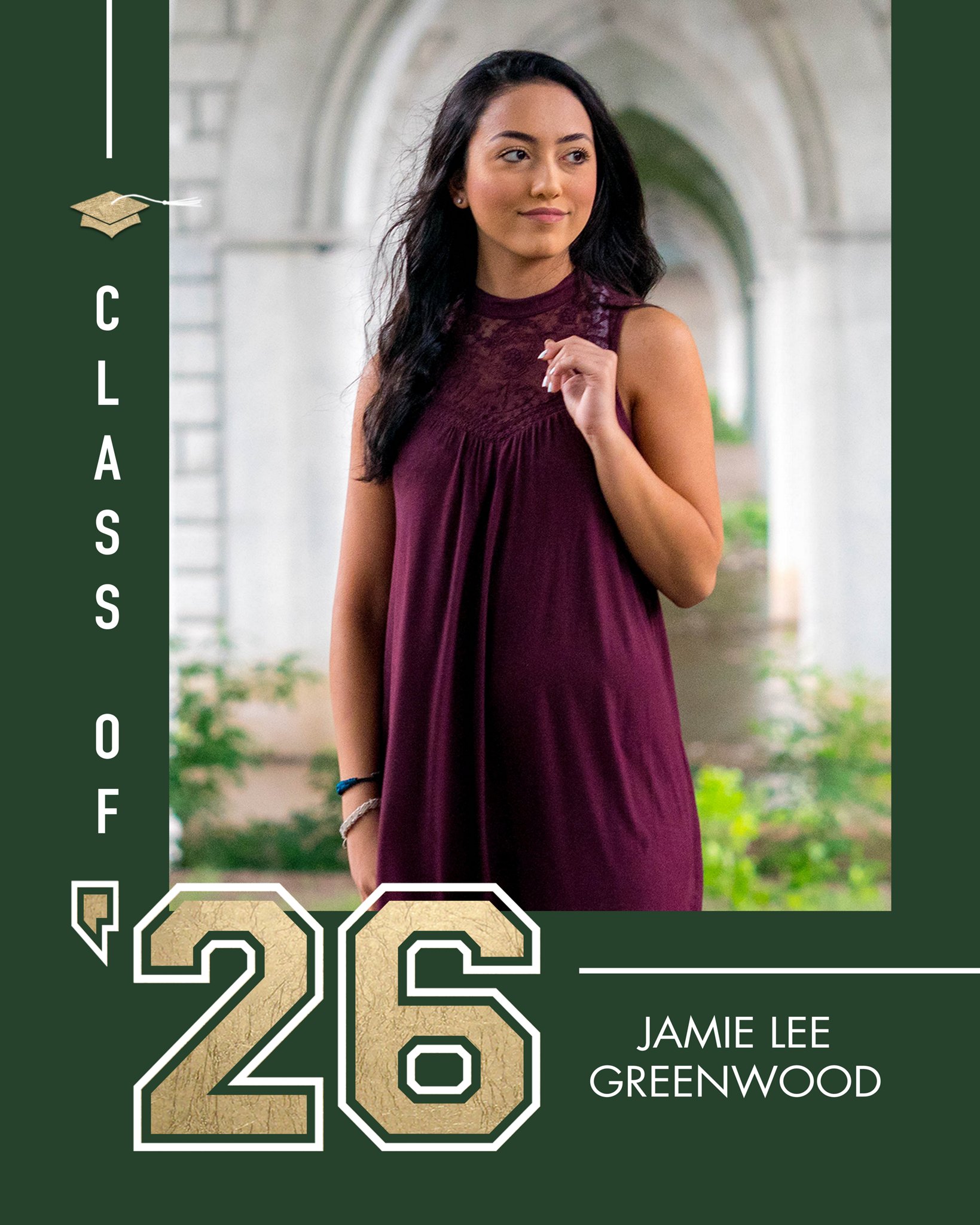 Poster Prints 11x14 Portrait Grad 2026 Collegiate Customizable in Green, Vertical