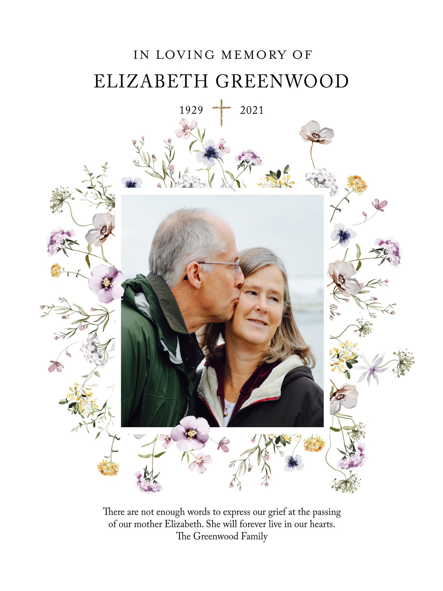 Poster Prints 12x16 Portrait Memorial Wildflowers Customizable in White, Portrait
