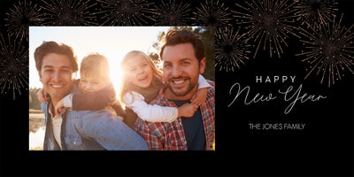 Mixed Type New Year Photo Card, Square, 4x8