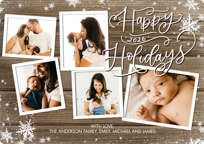 Holiday 2026 Rustic Snowflakes Photo Card, 5x7
