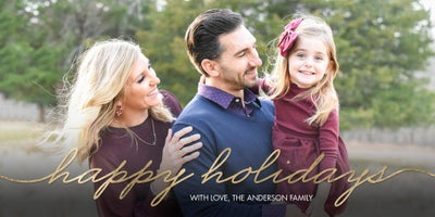 Holiday Script Overlay Photo Card, Square, 4x8