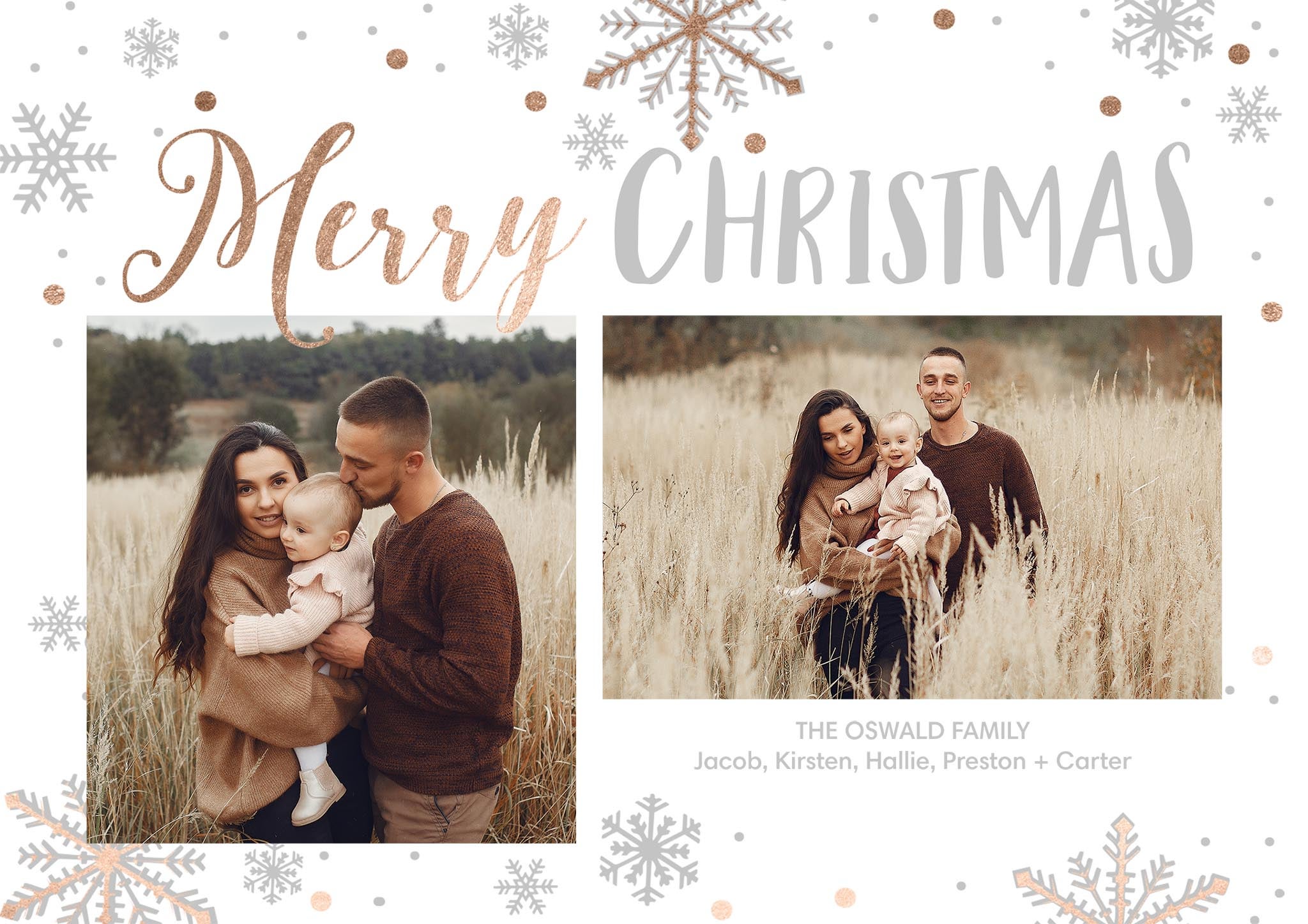 Christmas Spectacle Collage Premium Double Sided Photo Card in White, 5x7, Horizontal