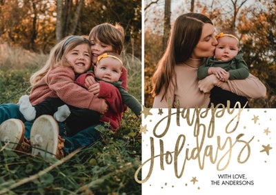 Holiday Simple Script Stars Photo Card, 5x7