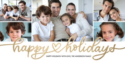 Holiday Heart Script Photo Card, Square, 4x8