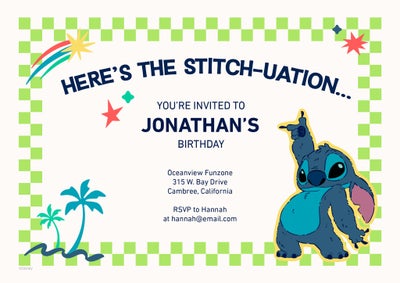 Disney Stitch Fun Party Invitation By Hallmark Photo Cards, 5x7