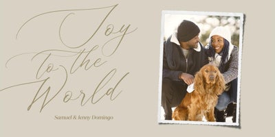 Joy to the World Script Photo Card, Square, 4x8