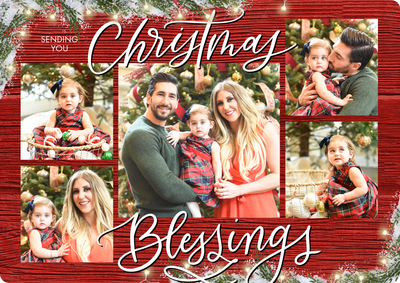 Christmas Blessings Rustic Photo Card, 5x7