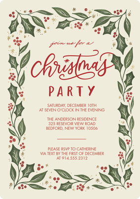 Christmas Invite Berries Photo Card, 5x7