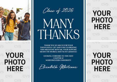Colligate Stripe Thank You Photo Card, 5x7