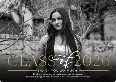 Grad Thank You 2026 Modern Photo Card, 5x7
