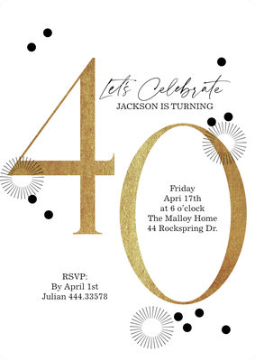 Gilded 40 Celebration Photo Card, 5x7