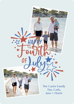 Festive Firework swith Photos Photo Card, 5x7