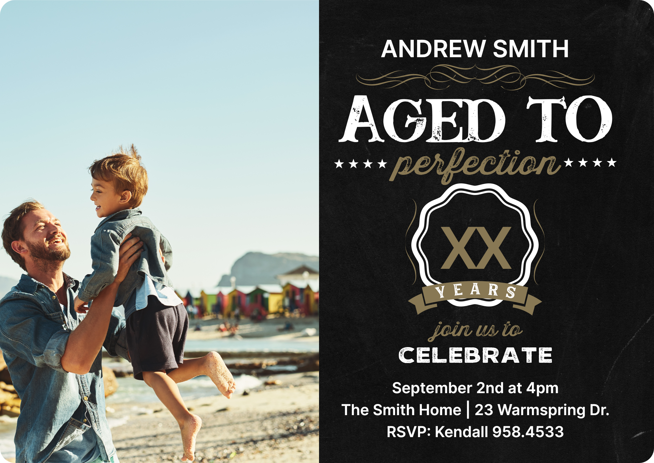 Aged To Perfection Premium Double Sided Photo Card in Black, 5x7, Horizontal
