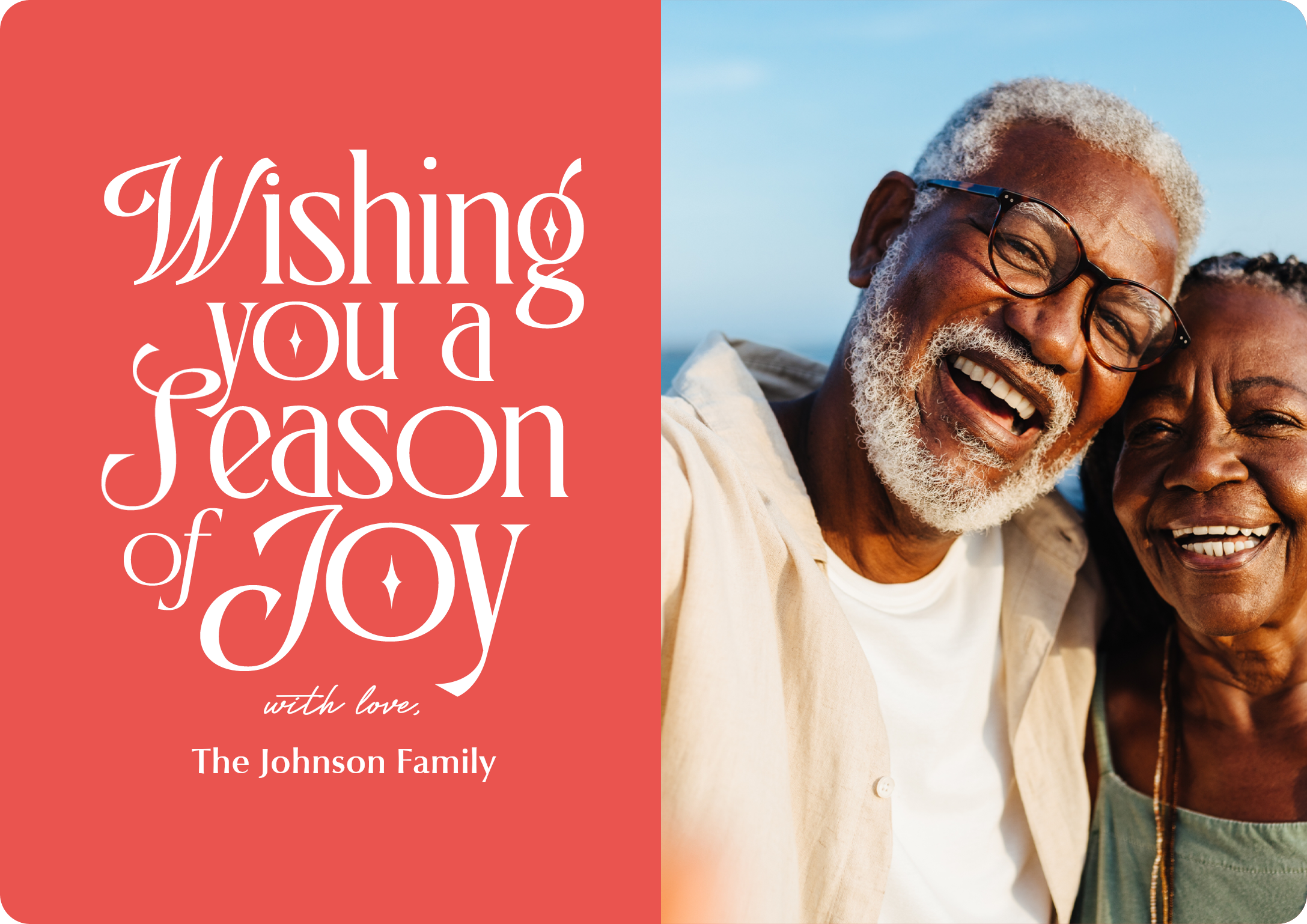 Season Of Joy Premium Double Sided Photo Card in Red, 5x7, Horizontal