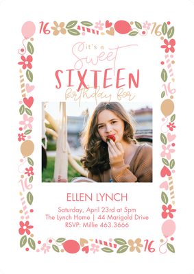 Floral Framed Sixteen Photo Card, 5x7