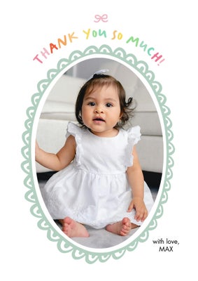 Thank You Oval Photo Card, 5x7