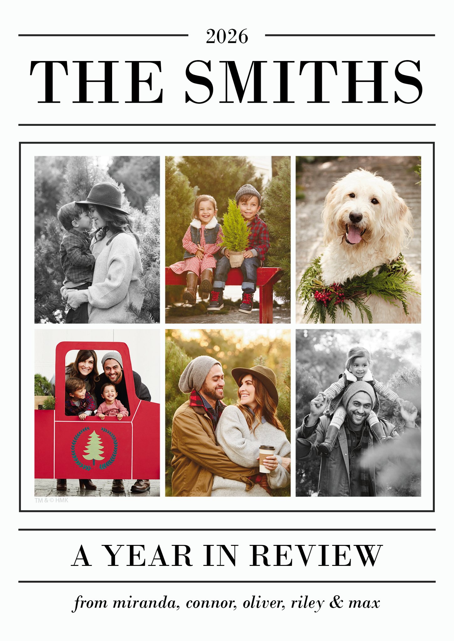 Year In Review Collage Premium Double Sided Photo Card in White, 5x7, Vertical
