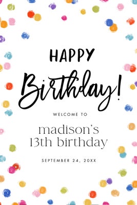 Portrait Birthday Dots Poster Prints