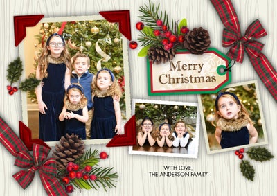 Christmas Ribbon Berries Photo Card, 5x7