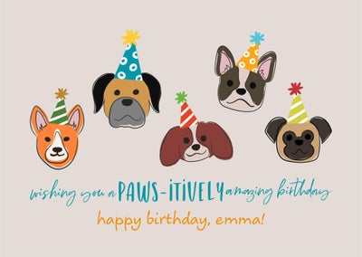 Paws'itively Amazing Birthday Folded Card, 5x7