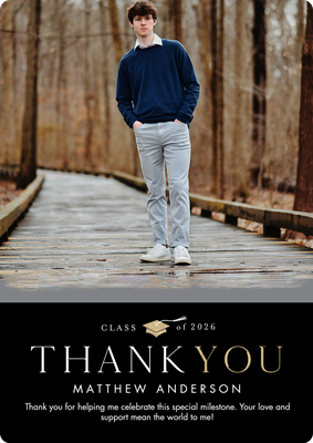 Grad Thank You 2026 Classy Photo Card, 5x7