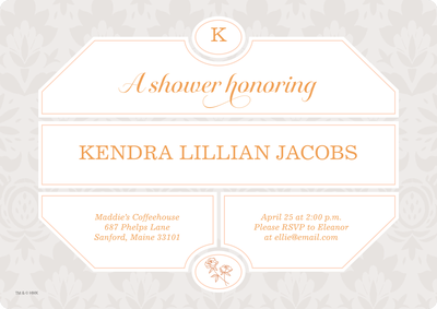 Floral Damask Shower Photo Card, 5x7