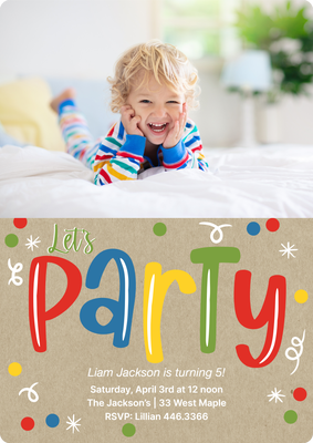 Lets Party Portrait Photo Card, 5x7