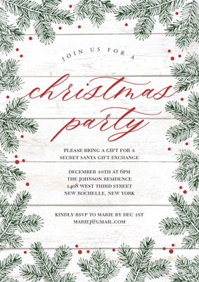 Christmas Invite Evergreens Photo Card, 5x7