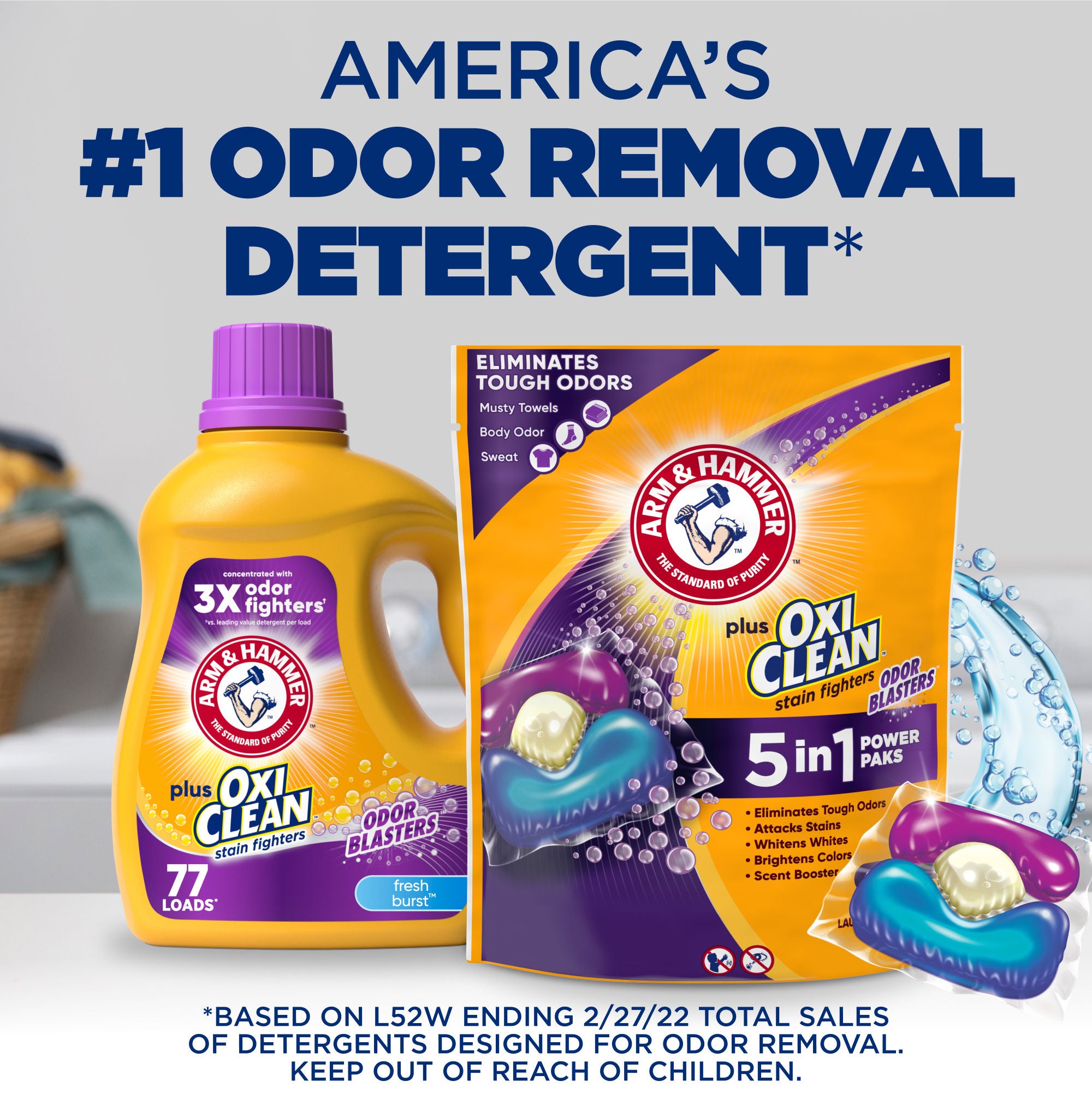 Arm & Hammer Plus OxiClean Laundry Detergent Power Paks, Fresh