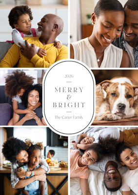 Merry and Bright Grid Photo Card, 5x7