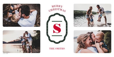 Merry Monogram Photos Photo Card, Square, 4x8