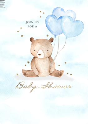 Baby Shower Bear Balloons Photo Card, 5x7