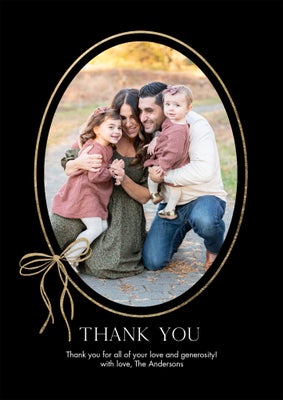 Thank You Oval Ribbon Photo Card, 5x7