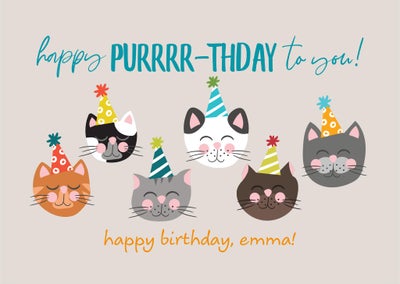 Happy Purthday Folded Card, 5x7