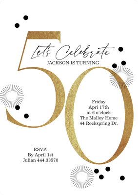 Gilded 50 Celebration Photo Card, 5x7