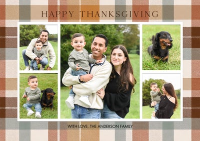 Thanksgiving Plaid Photo Card, 5x7