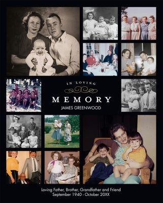 Portrait Memorial Collage of 12 Board Prints