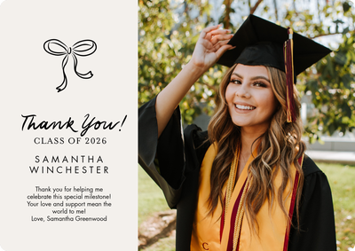 Grad Thank You 2026 Bow Photo Card, 5x7