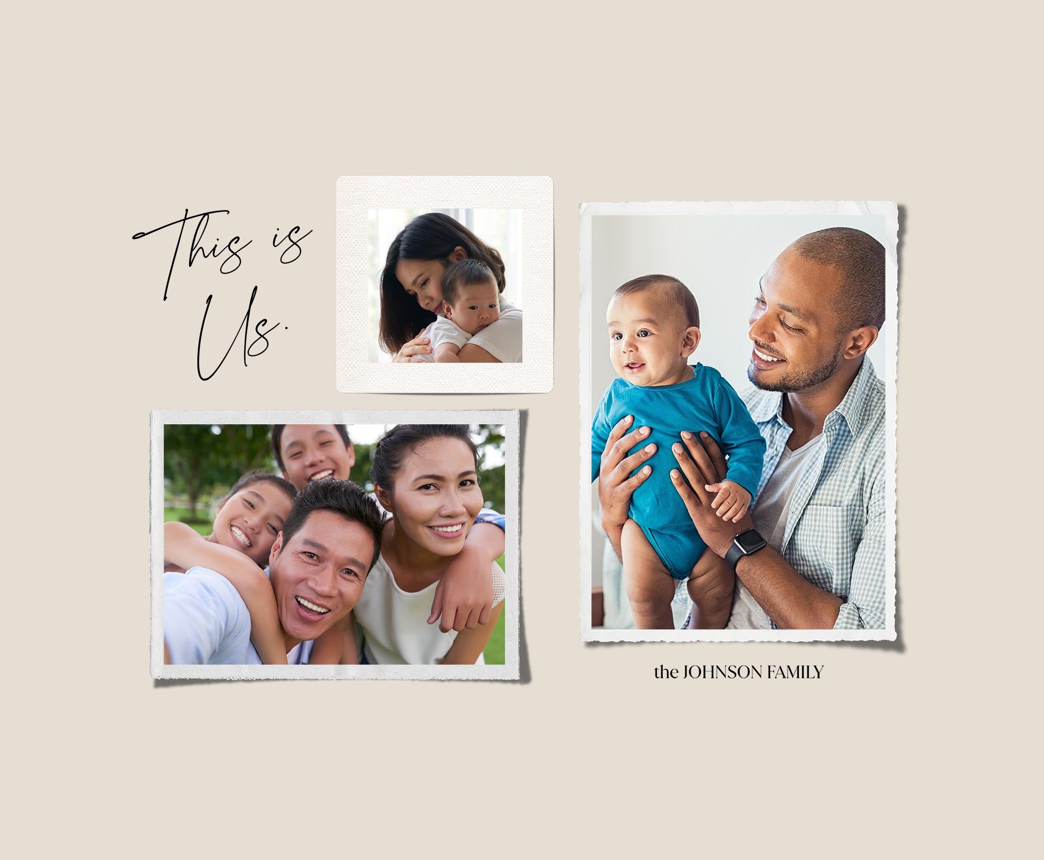 Canvas Prints 11x14 This Is Us Photo Collage Customizable in Beige, Horizontal