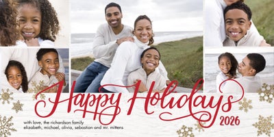 2026 Holiday Woodgrain Photo Card, Square, 4x8