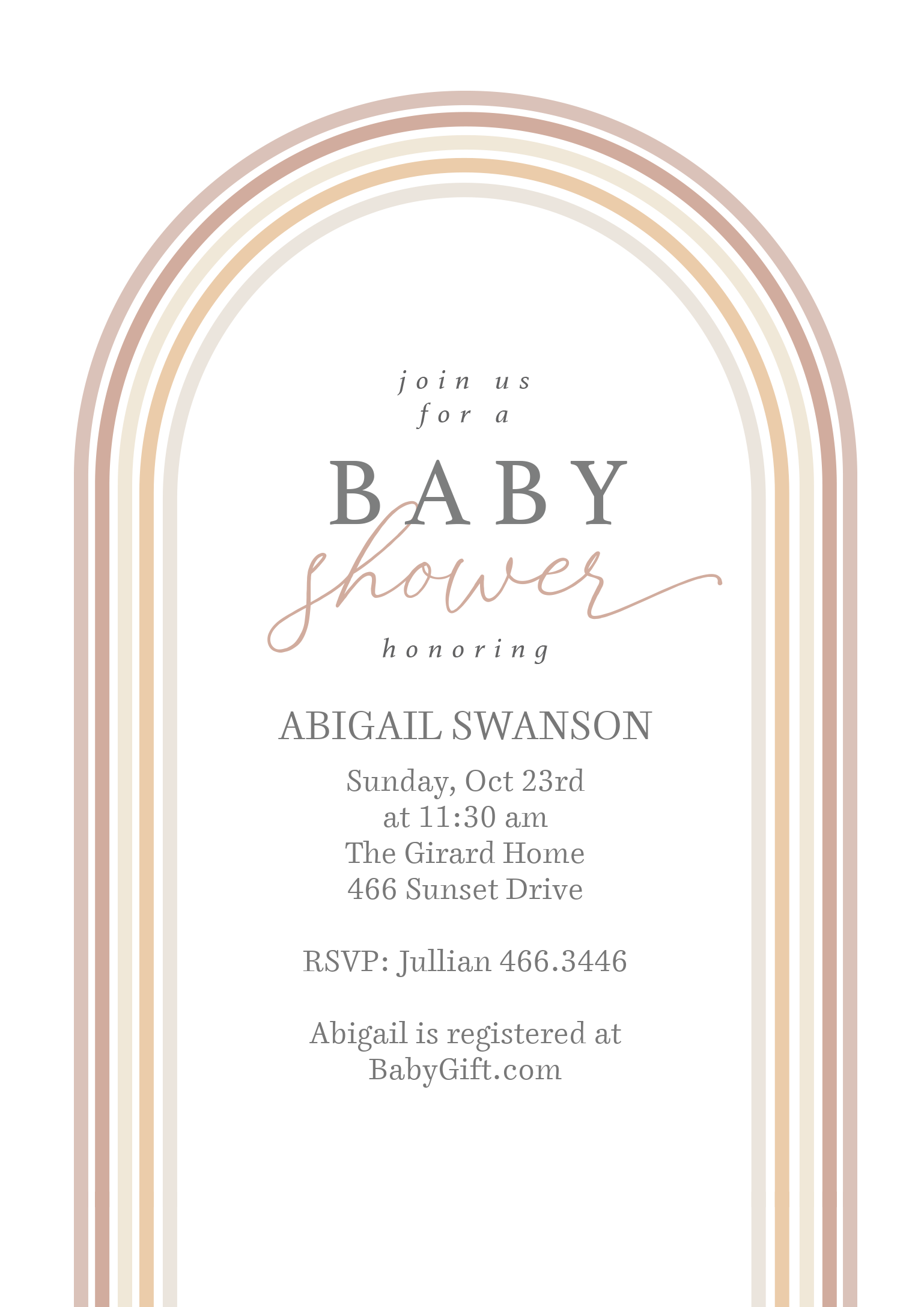 Muted Arch Premium Double Sided Photo Card in White, 5x7, Vertical