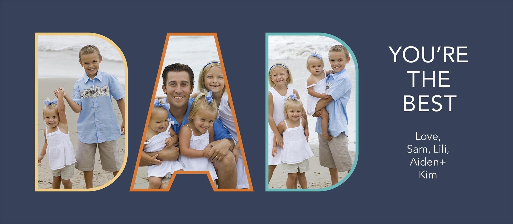 Bold Dad Can Cooler in Blue, 3.5x8, Horizontal