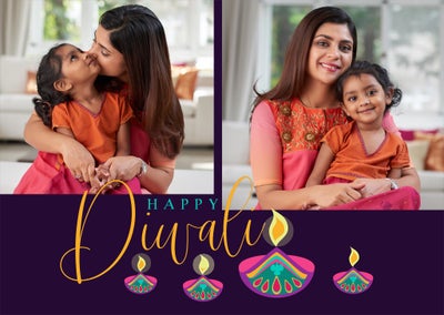 Diwali Script Folded Card, 5x7