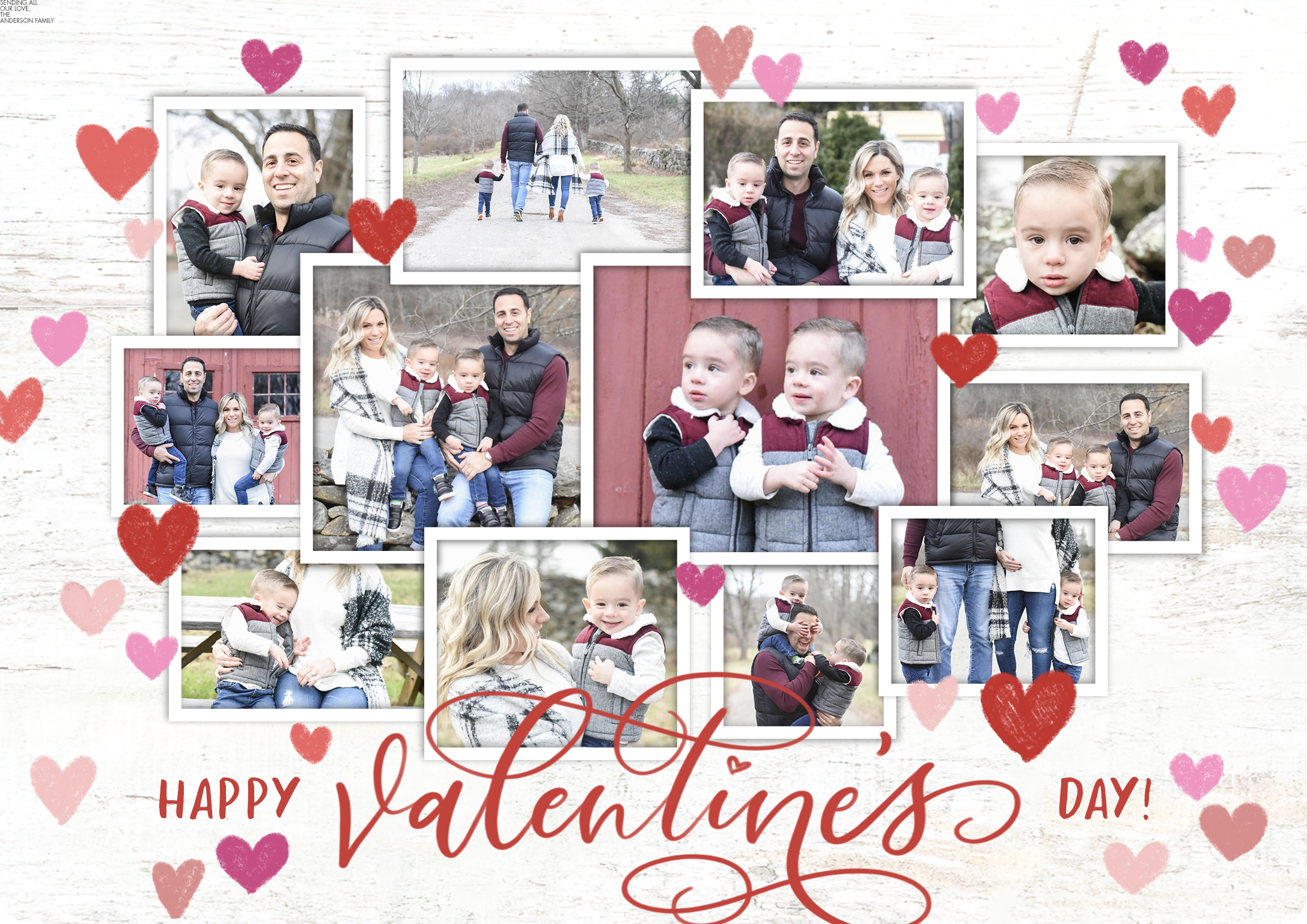 Valentine Collage Rustic Premium Double Sided Photo Card in Grey, 5x7, Landscape